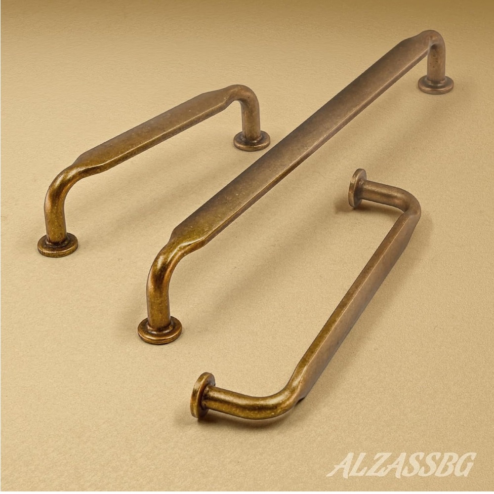 Brand New 10 inch Alzassbg 6 Pack Vintage Brass Cabinet Handles,